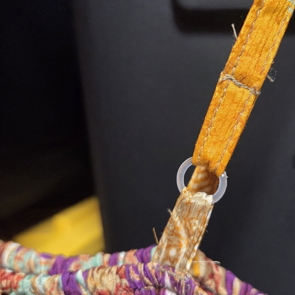 Silk Smocked Patchwork Colorful Tiered Maxi Dress Kathmandu Imports Boho XS/S - Picture 7 of 8